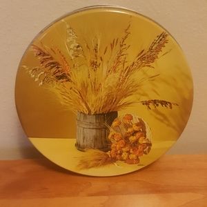 Vintage Mid Century Autumn Harvest Brown Tin